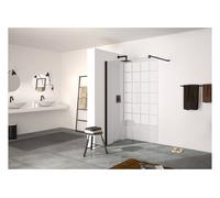 HÜPPE Design pure paroi latérale seule, étrier transversal, ESG 8mm, largeur 900mm, hauteur 2000mm, butée gauche&droite, 8P1126123373, Cabines de douche: Profil couleur Noir Edition verre ESG Privatim