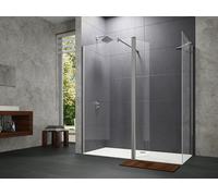 HÜPPE Design pure paroi latérale, simple, avec segment mobile, largeur 900mm, hauteur 2000mm, butée gauche&droite, 8P1205092321, Cabines de douche: Profil couleur chrome brillant verre ESG clair