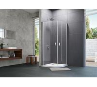 HÜPPE Design pure Porte battante 2 vantaux Rayon : 55cm Largeur : 90cm Butée gauche & droite pour bac à douche, 8P1605092322, Cabines de douche: Couleur du profilé verre brillant argent ESG clair avec