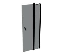 HÜPPE Design pure porte battante avec segments fixes Largeur : 80cm arrêt à gauche et à droite pour bac à douche, 8P0701123301, Cabines de douche: Couleur du profilé Black Edition Verre ESG gris