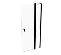 HÜPPE Design pure porte battante avec segments fixes Largeur : 90cm arrêt à gauche et à droite pour bac à douche, 8P0705123321, Cabines de douche: Couleur du profilé Verre noir Edition ESG clair