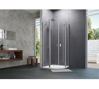 HÜPPE Design pure porte battante avec segments fixes Rayon de 2 vantaux : 55cm Largeur : 80cm Butée gauche & droite pour bac à douche, 8P1710087321, Cabines de douche: Couleur du profilé verre argenté