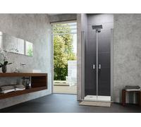HÜPPE Design pure porte battante dans la niche Largeur : 90cm arrêt à gauche et à droite pour le receveur de douche, 8P1302182381, Cabines de douche: Couleur du profilé White Edition Verre ESG miroir