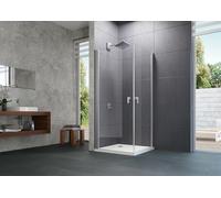 HÜPPE Design pure porte battante Largeur : 100cm arrêt à gauche et à droite pour le carrelage, 8P0609123321, Cabines de douche: Couleur du profilé Verre noir Edition ESG clair