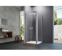 HÜPPE Design pure porte battante pour largeur de paroi latérale : 100cm arrêt à gauche et à droite pour le carrelage, 8P1409087381, Cabines de douche: Profil couleur argent mat verre ESG verre miroir