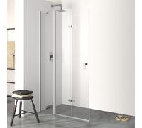 HÜPPE Design pure Porte pliante battante, avec segment fixe, fixation à gauche, largeur 1200mm, hauteur 1900mm, 8P7001087321, Cabines de douche: Couleur du profilé verre argenté mat ESG clair