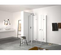 HÜPPE Design pure Porte pliante battante, avec segment fixe, fixation à gauche, largeur 1200mm, hauteur 1900mm, 8P7001123381, Cabines de douche: Couleur du profilé Verre édition noir Verre miroir ESG