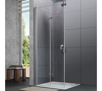 HÜPPE Design pure Porte pliante battante, fixation à gauche, largeur 900mm, hauteur 1900mm, montage sur receveur de douche et carrelage, 8P0804087321, Cabines de douche: Couleur du profilé verre argen