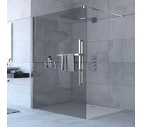 HÜPPE Duplo pure Walk-In Paroi latérale 4 coins 1 partie, largeur:110cm, fixation à gauche, DT0001C91368, Cabines de douche: Couleur du profilé chrome Verre ESG Gris avec Anti-Plaque