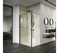 HÜPPE Select+ Frame Paroi latérale seule, étrier transversal, épaisseur de verre 6mm, largeur 1300mm, SL0406123322, Cabines de douche: Couleur du profilé Verre noir Edition ESG clair avec ANTI-PLAQUE