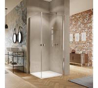HÜPPE Solva Accès d'angle à porte battante, cadre partiel, fixation à droite, largeur 800mm, hauteur 2000mm, S21201092321, Cabines de douche: Couleur du profilé verre brillant argent brillant ESG tran