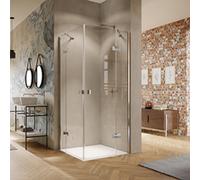 HÜPPE Solva Accès d'angle à porte battante, segment fixe, cadre partiel, fixation à gauche, largeur 800mm, hauteur 2000mm, S21301182301, Cabines de douche: Couleur du profilé White Edition Verre ESG g