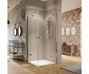 HÜPPE Solva Accès d'angle à porte battante, segment fixe, cadre partiel, fixation à gauche, largeur 900mm, hauteur 2000mm, S21302092322, Cabines de douche: Couleur du profilé verre brillant argent ESG