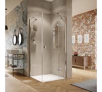 HÜPPE Solva Porte battante avec segment fixe, cadre partiel, fixation à droite, largeur 1200mm, hauteur 2000mm, S20404123321, Cabines de douche: Couleur du profilé Verre noir Edition ESG clair