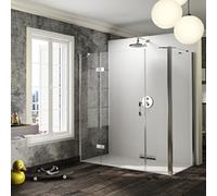 HÜPPE Solva Porte battante, segment fixe, partie secondaire, cadre partiel, fixation à gauche, largeur 1400mm, hauteur 2000mm, S23504123321, Cabines de douche: Couleur du profilé Verre noir Edition ES