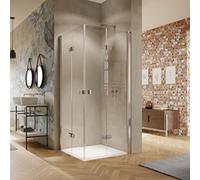 HÜPPE Solva Porte d'angle pliante battante, cadre partiel, fixation à gauche, largeur 1000mm, hauteur 2000mm, S21505123322, Cabines de douche: Couleur du profilé Verre noir Edition ESG clair avec ANTI