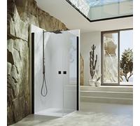 HÜPPE SolvaPro cadre partiel accès d'angle à 4 portes battantes, fixation à droite, largeur : 100cm, hauteur : 200cm, 7T120355G315, Cabines de douche: Profilfarbe en acier inoxydable Glas ESG Sand Plu