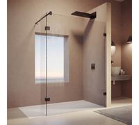 HÜPPE SolvaPro Paroi latérale, avec segment mobile, Walk-In, fixation à droite, largeur B1 200-1200mm, hauteur 2001-2200mm, largeur B2 300-600mm, sur mesure, 7R378155F375, Cabines de douche: Profilé n