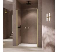 HÜPPE SolvaPro porte battante à 4 angles avec cadre partiel en niche, largeur : 90cm, hauteur:200cm, 7T080255D315, Cabines de douche: Couleur du profilé bronze Verre ESG Sand Plus