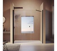 HÜPPE SolvaPro Porte battante avec élément secondaire en niche, fabrication sur mesure, Li. fixation, L.:120,1-280cm, H.:120-200cm, 7T298255F375, Cabines de douche: Profilé noir en verre chromé ESG Pr