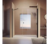 HÜPPE SolvaPro Porte battante avec partie annexe en niche, fixation à droite, largeur : 90cm, hauteur:200cm, 7T3002123322, Cabines de douche: Couleur du profilé Verre noir Edition ESG clair avec ANTI-
