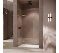 HÜPPE SolvaPro porte battante sans cadre, avec segment fixe, carré, fixation à gauche, largeur 1201-1500mm, hauteur 1200-2000mm, sur mesure, 7R048255F316, Cabines de douche: Couleur du profilé black c