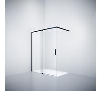 HÜPPE Vita pure sans cadre, porte coulissante à 4 angles, 1 partie avec segment fixe, largeur : 140cm, hauteur:200cm, fixation à gauche & à droite, VA0106123322, Cabines de douche: Couleur du profilé 