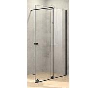 Hüppe Xtensa Pure 4-kąt drzwi prysznicowe 110 cm prawe czarny mat/szkło przezroczyste Anti-Plaque XT0202.123.322