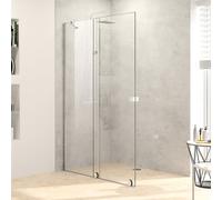HÜPPE Xtensa pure Walk-In porte coulissante 1 partie, avec segment fixe, largeur:120cm, butée gauche, barre de stabilisation, XT0123069321, Cabines de douche: Couleur du profilé verre brillant argent 