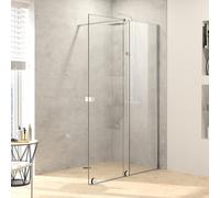 HÜPPE Xtensa pure Walk-In porte coulissante 1 partie, avec segment fixe, largeur:110cm, butée droite, barre transversale, XT0202069321, Cabines de douche: Couleur du profilé verre brillant argent bril