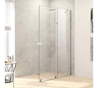 HÜPPE Xtensa pure Walk-In porte coulissante 1 partie, avec segment fixe, largeur:120cm, butée droite, barre de stabilisation, XT0223069321, Cabines de douche: Couleur du profilé verre brillant argent 