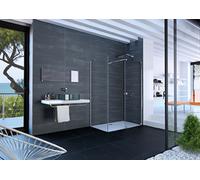 HÜPPE Xtensa pure Paroi latérale, pour porte coulissante Walk-In en 1 partie, en angle, L 200-1100mm, H 2001-2200mm, XT0382069380, Cabines de douche: Couleur du profilé argent brillant verre brillant