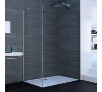 HÜPPE Xtensa pure Paroi latérale pour porte coulissante Walk-In en 1 partie, avec segment fixe, largeur:100cm, charnières à gauche et à droite, XT0308069321, Cabines de douche: Couleur du profilé verr
