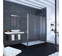 HÜPPE Xtensa pure Paroi latérale, pour solution en L/cabine en U, L 900mm, H 2000mm, XT1808069301, Cabines de douche: Couleur du profilé argent brillant Verre ESG gris