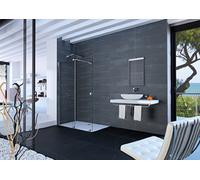 HÜPPE Xtensa pure Porte coulissante, 1 élément, avec segment fixe, sur mesure, L 1000-1800mm, H 1200-2000mm, fixation à gauche, étrier transversal, XT0180069321, Cabines de douche: Couleur du profilé