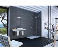 HÃPPE Xtensa pure Walk-In porte coulissante 1 partie, avec segment fixe, largeur:100cm, butée droite, barre transversale, XT0201, Cabines de douche: Couleur du profilé verre brillant argent brillant ESG transparent - XT0201069321