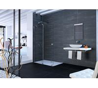 HÜPPE Xtensa pure Walk-In porte coulissante 1 partie, avec segment fixe, largeur:110cm, butée gauche, barre de stabilisation, XT0122123321, Cabines de douche: Couleur du profilé Verre noir Edition ESG