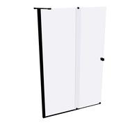 HÜPPE Xtensa pure Walk-In porte coulissante 1 partie, avec segment fixe, largeur:140cm, butée gauche, barre de stabilisation, XT0125123322, Cabines de douche: Couleur du profilé Verre noir Edition ESG