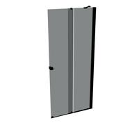 HÜPPE Xtensa pure Walk-In porte coulissante 1 partie, avec segment fixe, largeur:90cm, butée droite, barre de stabilisation, XT0220123368, Cabines de douche: Couleur du profilé Black Edition Verre ESG