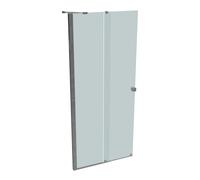 HÜPPE Xtensa pure Walk-In porte coulissante 1 partie, avec segment fixe, largeur:90cm, butée gauche, barre de stabilisation, XT0120069348, Cabines de douche: Couleur du profilé argent brillant Verre E