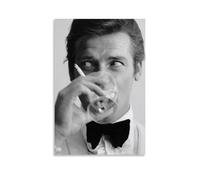 HUERIER Impression sur toile de Roger Moore - Décoration murale artistique pour chambre à coucher - 30 x 45 cm - Style sans cadre