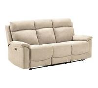 HUESCA - Canapé 3 Places Relax Electrique Tissu Ivoire - Altobuy Beige