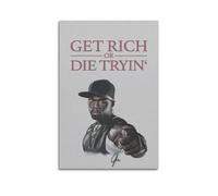 HUEYRORRYT JASURYWO Poster décoratif sur toile « I R I 50 Cent Get Rich0 Or Die Tryin » - Décoration murale vintage pour salon, chambre à coucher - 30 x 45 cm - Sans cadre