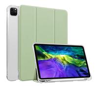 HUEZOE Coque Compatible avec iPad Pro 11", modèle 2021/2020/2018, Coque arrière Souple en TPU Transparent avec Porte-Stylo, Veille/réveil Automatique, Vert Matcha