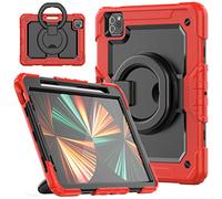 HUEZOE Coque de Protection intégrale résistante aux Chocs pour iPad Pro 11", modèle 2021/2020/2018, avec Porte-Stylo, Rouge