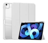 HUEZOE Étui Compatible avec iPad Air 5 2022/iPad Air 4 2020 et iPad Pro 11 2021/2020/2018, Coque Rigide en Acrylique avec Porte-Stylo, Fonction Veille/réveil Automatique, Gris Clair