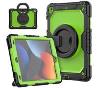HUEZOE Étui pour iPad 10,2", modèle 2021/2020/2019, résistant aux Chocs, Coque de Protection intégrale avec Support Rotatif à 360 degrés, bandoulière pour iPad 9/8/7, Jaune verdenero