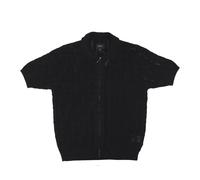 HUF - Monogram Jacquard Zip Polo Sweater - Homme - Tops - Noir - Taille: L