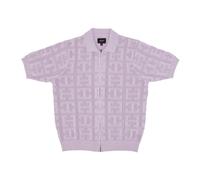 HUF - Short Sleeve Polo Monogram Jacquard Zip Sweater - Homme - Pulls - Violet - Taille: XL