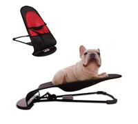 HUFACAI Chaise à Bascule pour Chiens et Chats, lit Jouet Portable, Chaise à Bascule, Sommeil assisté, Trois Niveaux de Hauteur réglables, Convient pour Animaux domestiques, Chats, Chiens, Noir (Rouge)